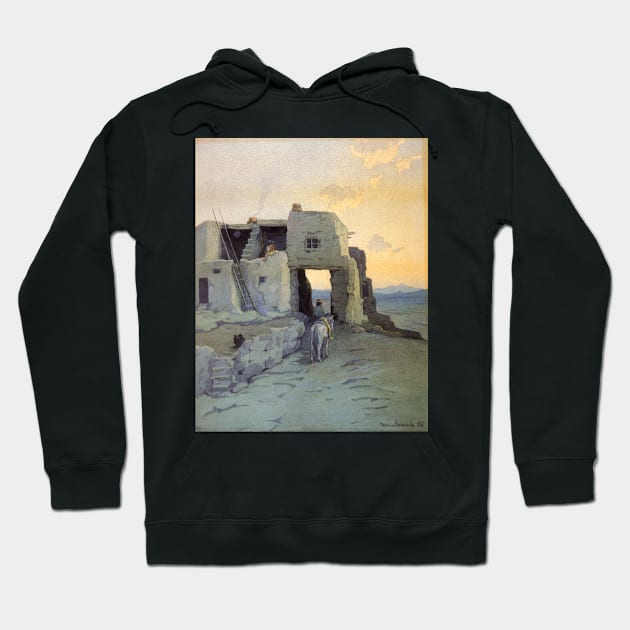 Evening, Pueblo of Walpi by Marion Kavanaugh Wachtel Hoodie by MasterpieceCafe